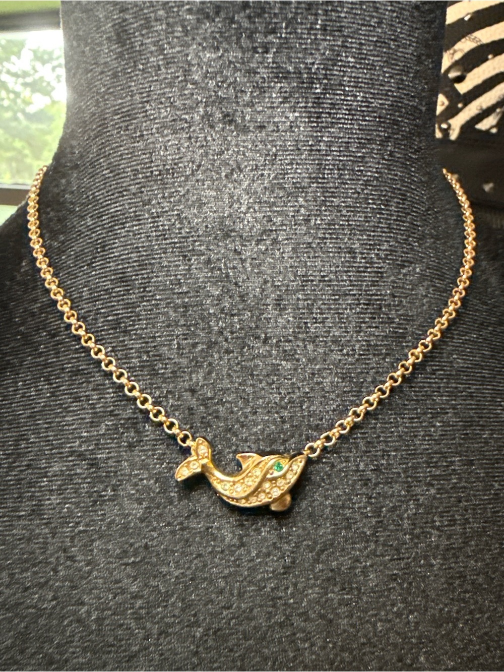 Christian Dior Germany Dolphin Necklace Vintage Gold Tone - Picture 2 of 8